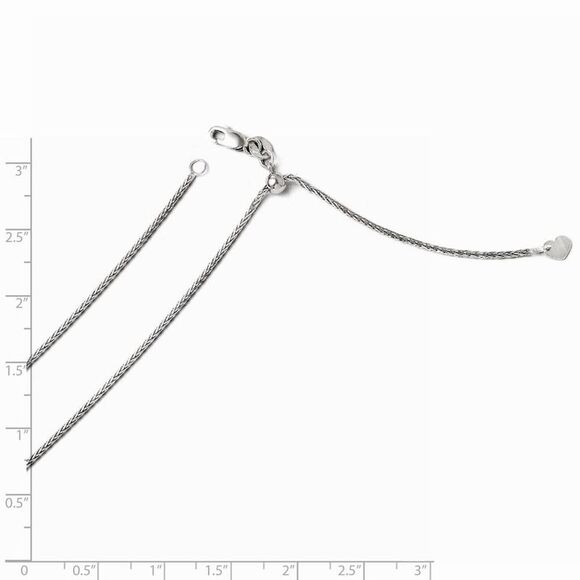 1.3mm 14k White Gold Adjustable D/C Wheat Chain Necklace, 22 Inch - Picture 2 of 5